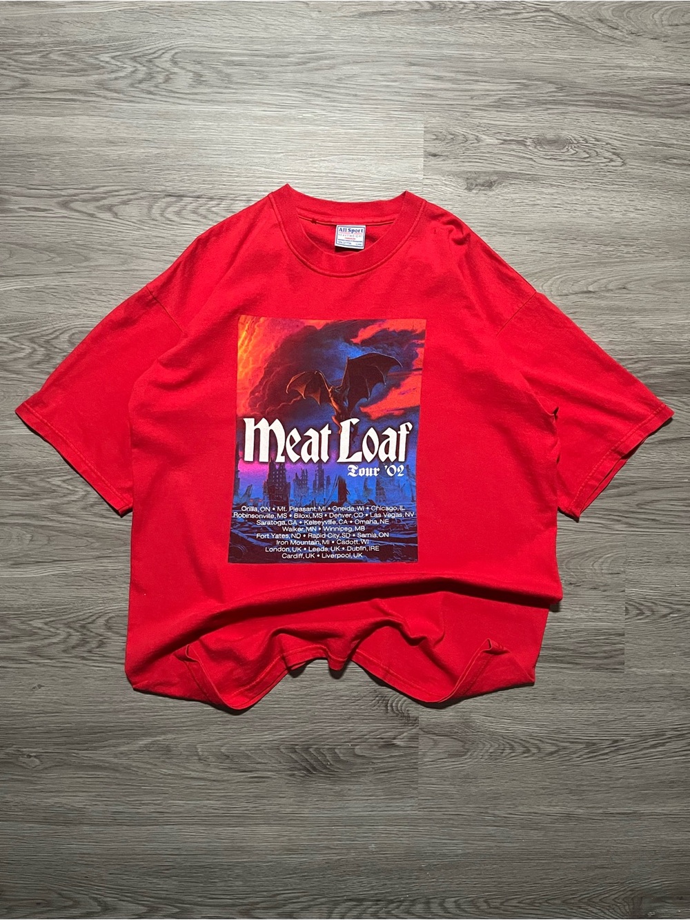 2002 Meat Loaf tour band T-shirt vintage All Sport heavyweight large 100% cotton